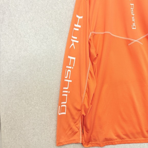 HUK Shirt Mens 2XL Vented Icon X Lightweight Camp Fish Performance Orange - Picture 6 of 7